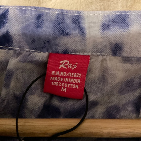 RAJ NWT Blue /Purple/White Women’s 100% Cotton Boho V-neck Dress Size Medium - Picture 8 of 9